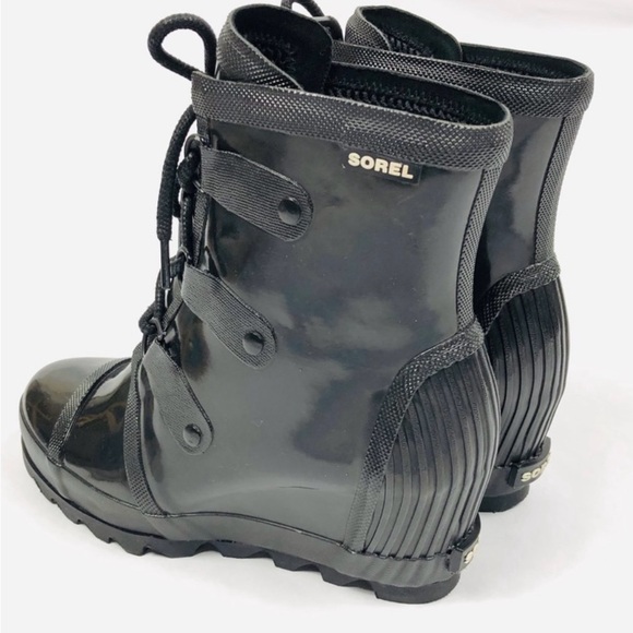 RARE Sorel Joan of Arctic Wedge Black Rainboot 9.5 - Picture 2 of 10